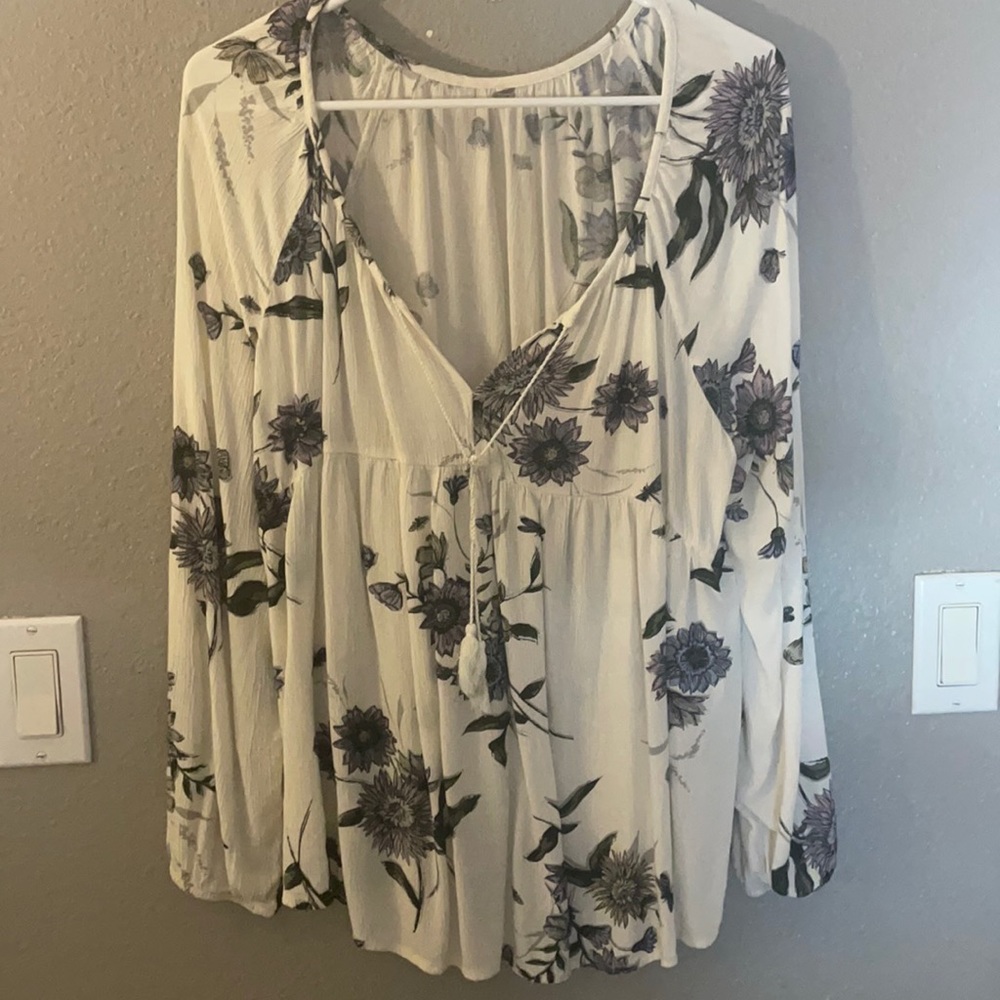 Long Sleeve Top with Flowers